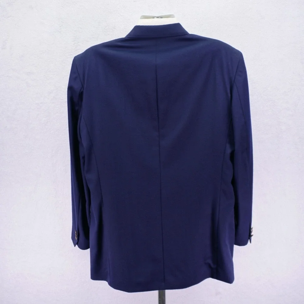 Oscar De La Renta Blue Wool 6 Gold Button Peak‎ Lapel Blazer 44L / Slim Fit 46L